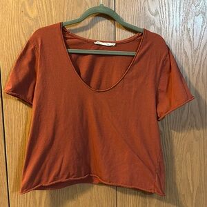 Free People- Rust V-Neck Tee